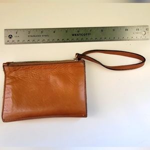 Leather folded wristlet wallet clutch